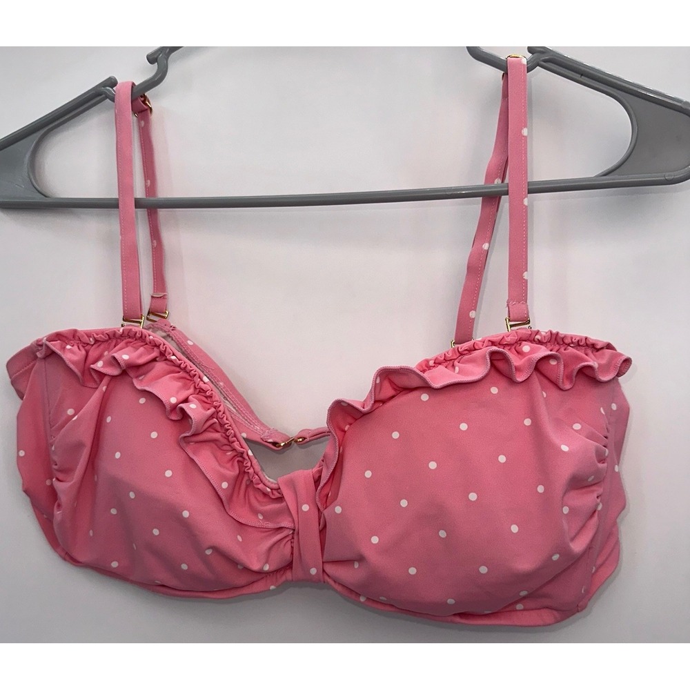 Lilly Pulitzer Ruffled Bikini Top Light Pink Polka Dot Removable Straps Swimsuit